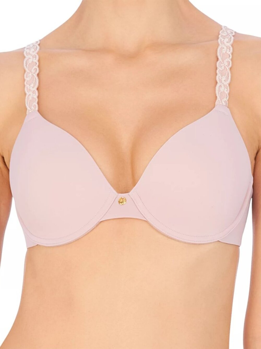 Natori Pure Luxe Custom Coverage Contour Underwire Bra Size 32DDD Pink Lace Trim
